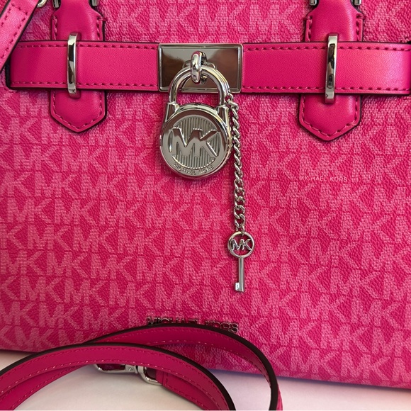 Michael Kors Dragonfruit Hamilton Small Signature Logo Satchel - Picture 3 of 13